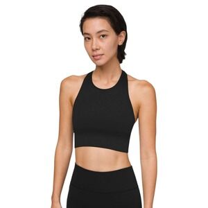 Lululemon Black High Neck Racerback Crop Tank Top Sports Bra Size 6 SMALL
